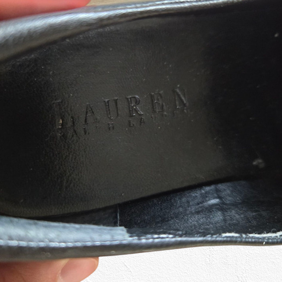 Y2K Lauren Ralph Lauren Black Square Toe Slip On Chelsey Loafers Size 9.5 - Picture 5 of 10